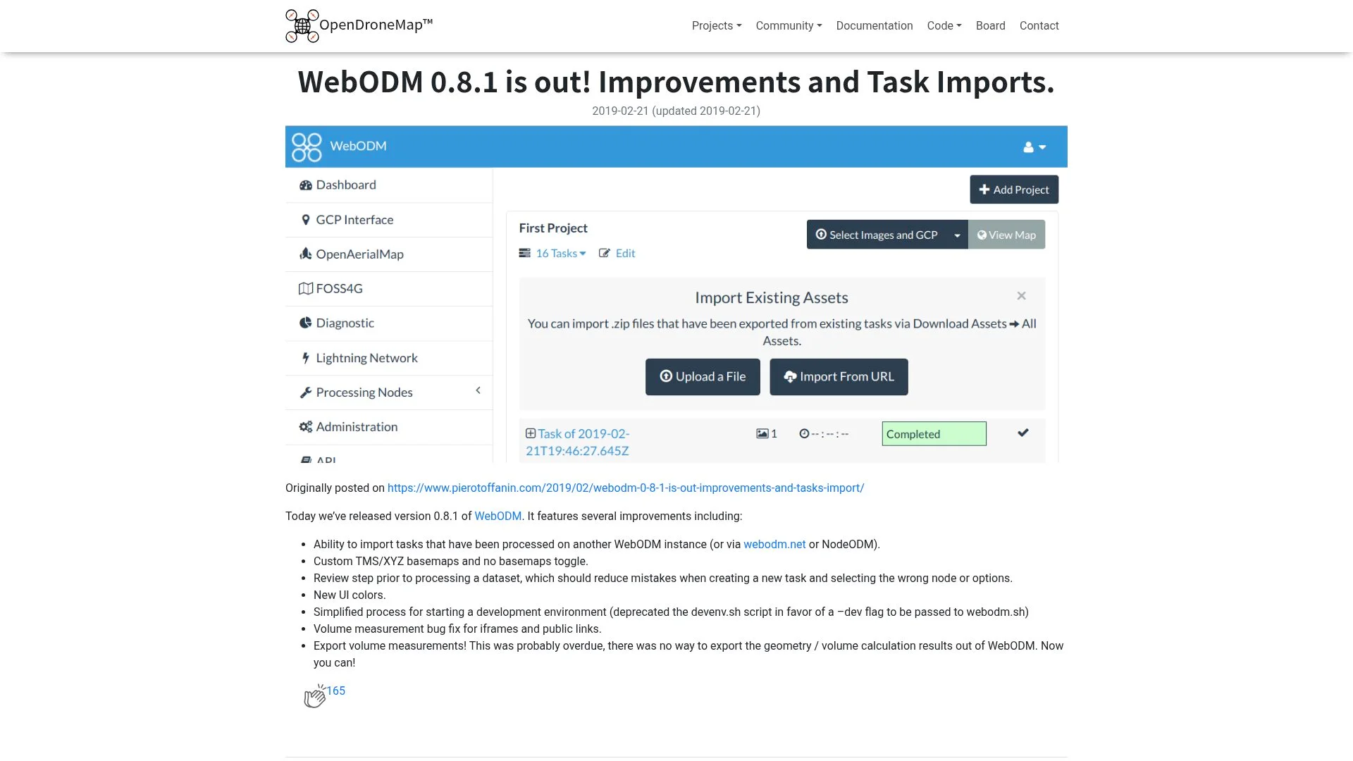 Tableau de bord d'un logiciel de cartographie de drones avec diverses fonctionnalités.