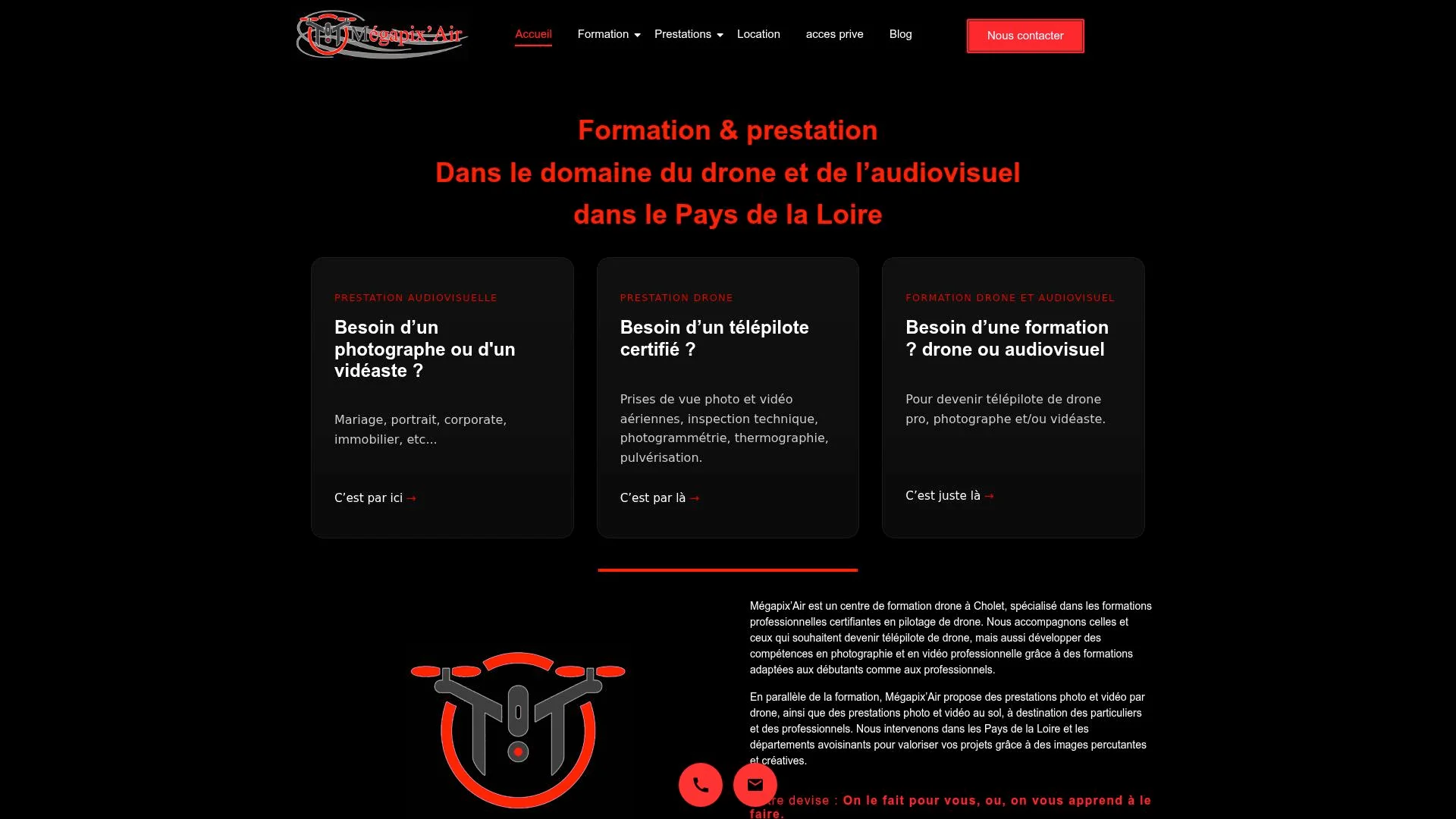 Site web de formation et prestation dans le domaine du drone et de l'audiovisuel.