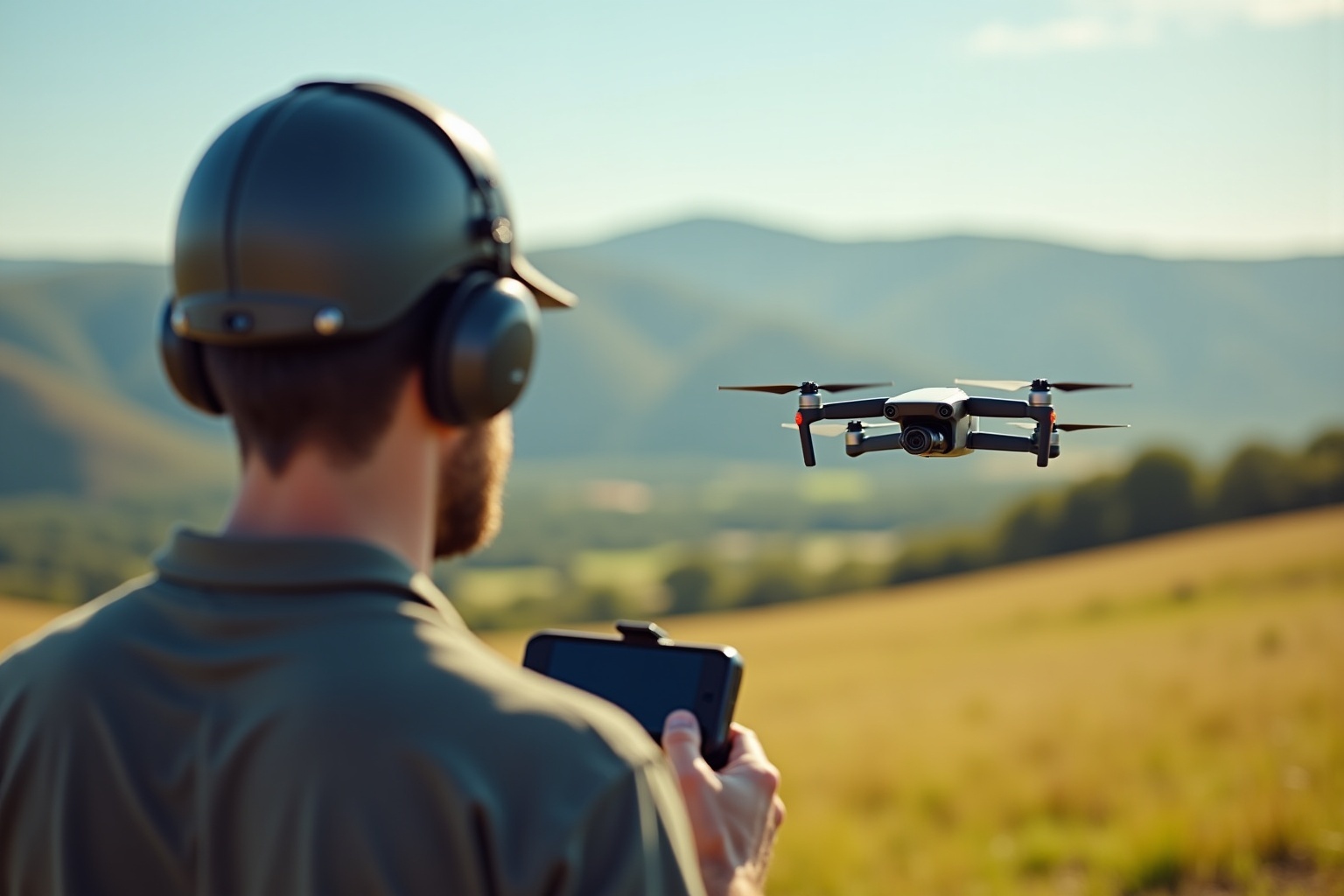 Télépilote de drone pour particuliers en plein champ