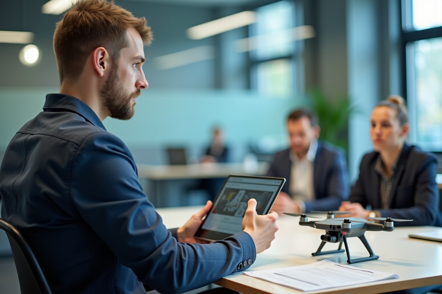 Télépilote de drone en formation avec financement CPF, contrôleur en main, prêt à opérer.