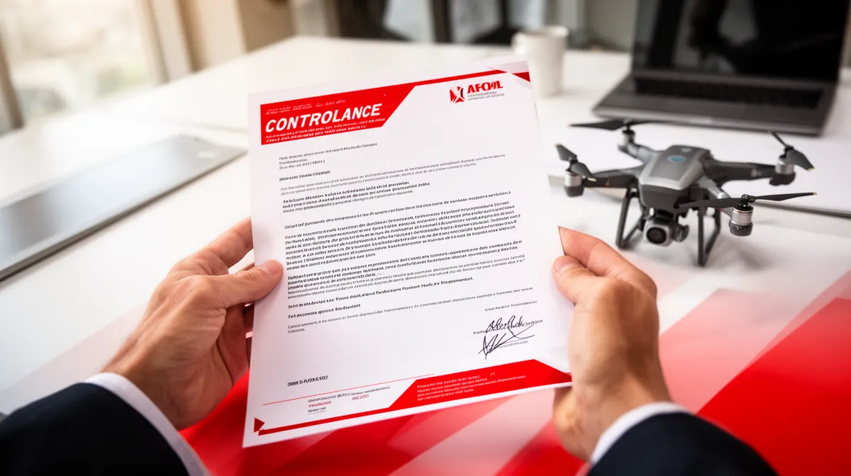 Document de contrôle d'un drone avec signature.